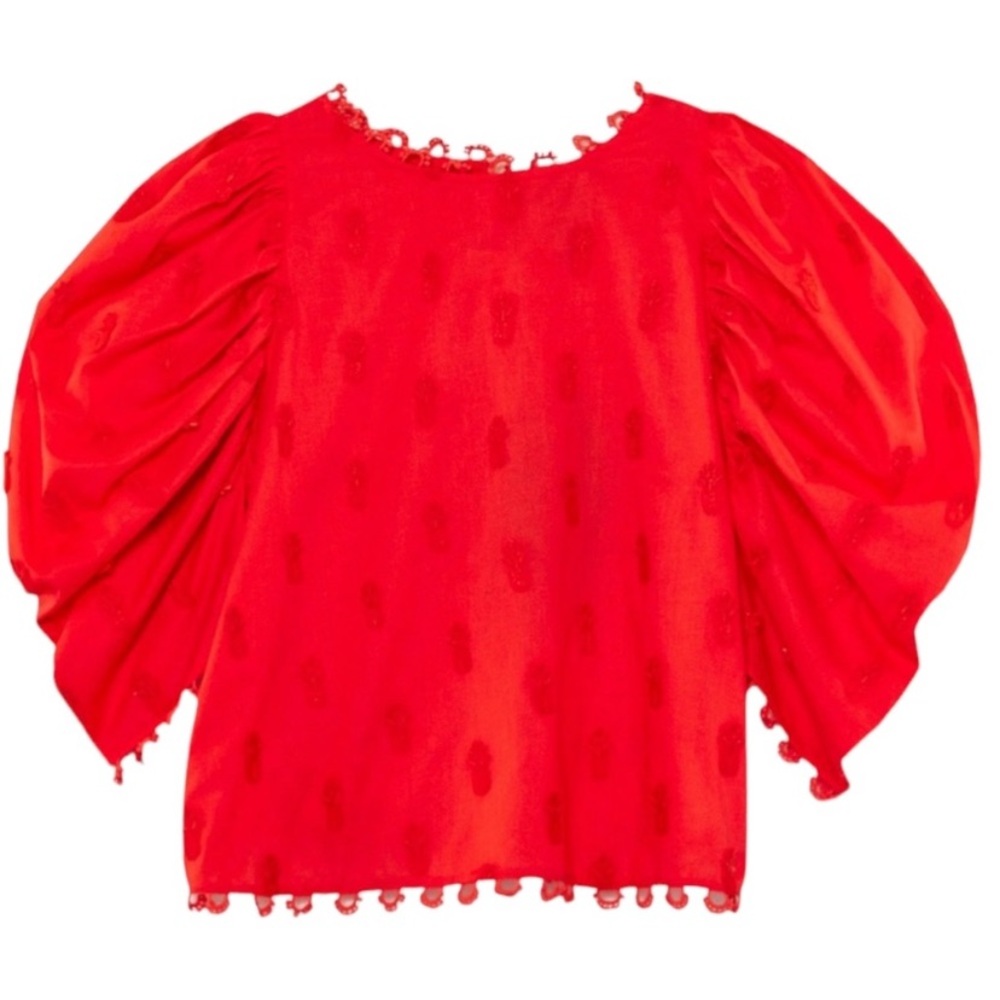 Kids Red Puff Sleeve Top